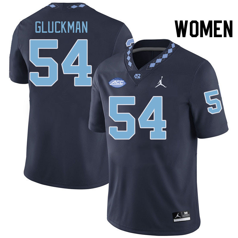 Women #54 Zach Gluckman North Carolina Tar Heels College Football Jerseys Stitched-Navy
